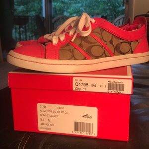 Coach tennis shoes. Pink and brown